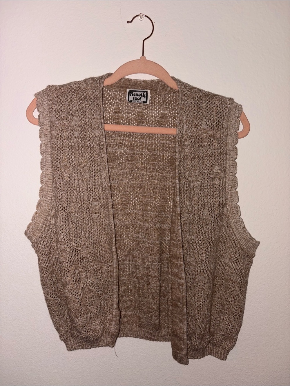Kenneth Cole Open-Front Taupe Knit Sweater Vest